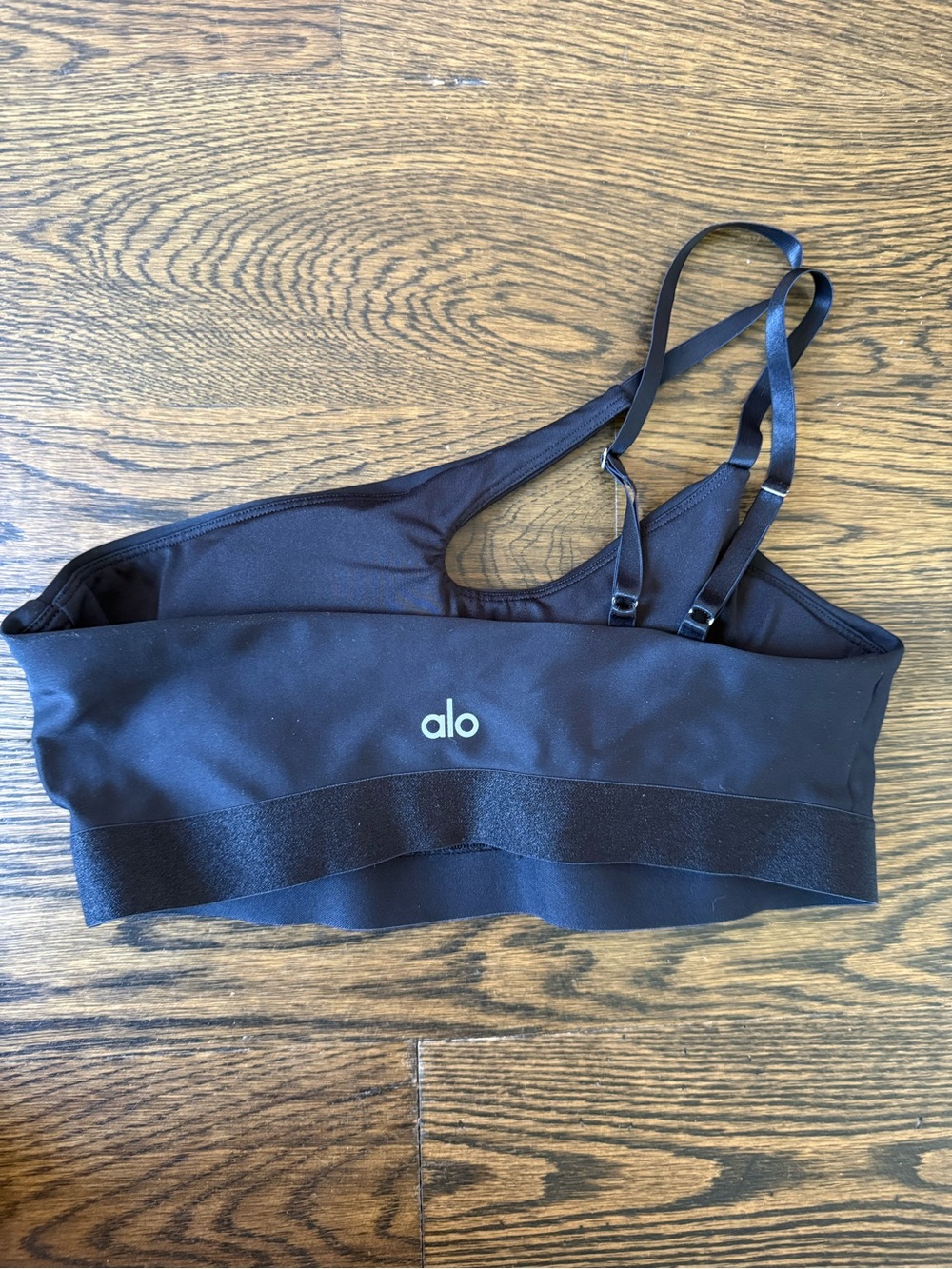 ALO Yoga Black Strappy Logo Sports Bra